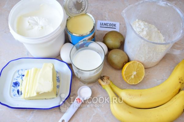 Торт «Молочная девочка» с киви и бананом